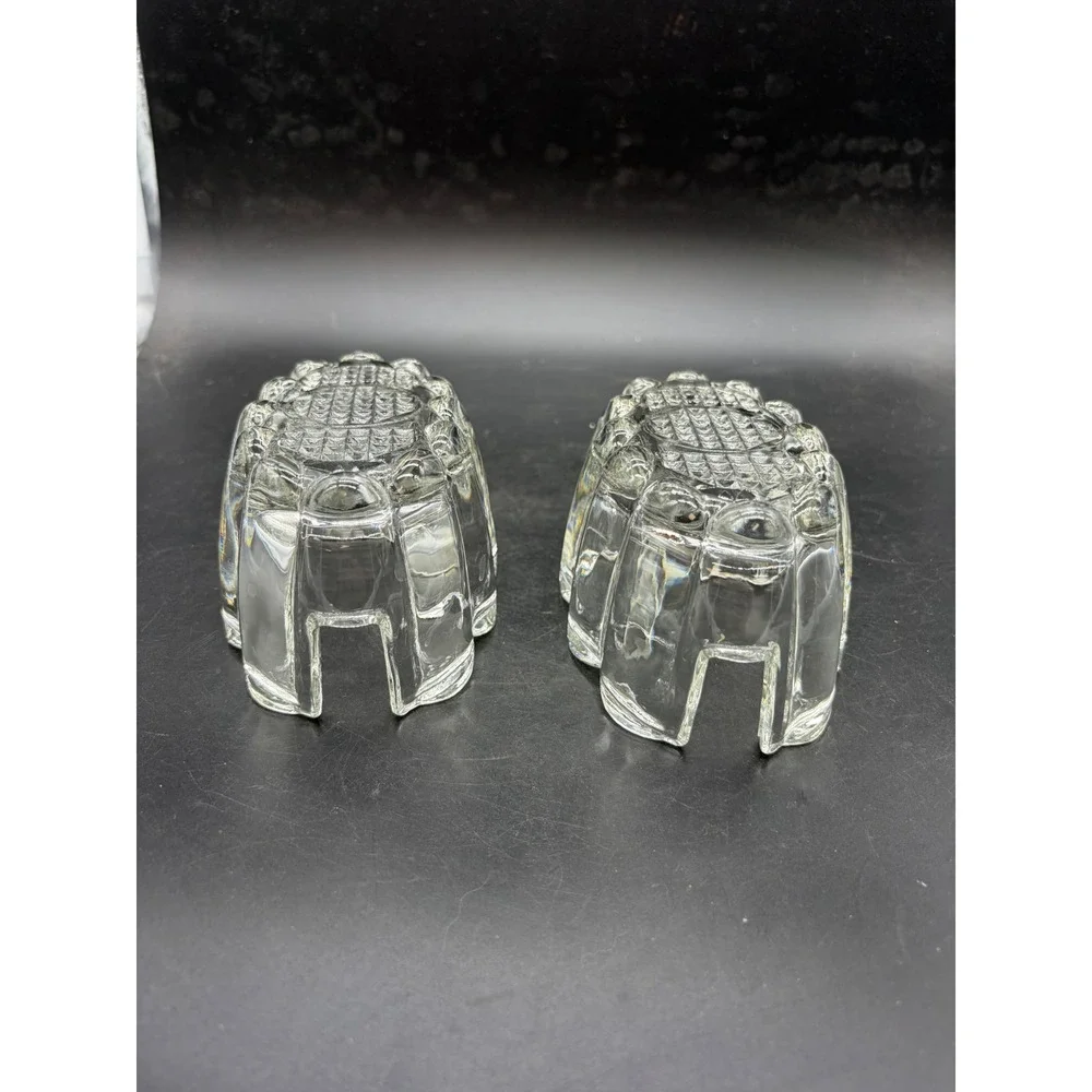 Vintage Clear Pressed Glass Scalloped Spoon & Fork Holder Dish Set of 2